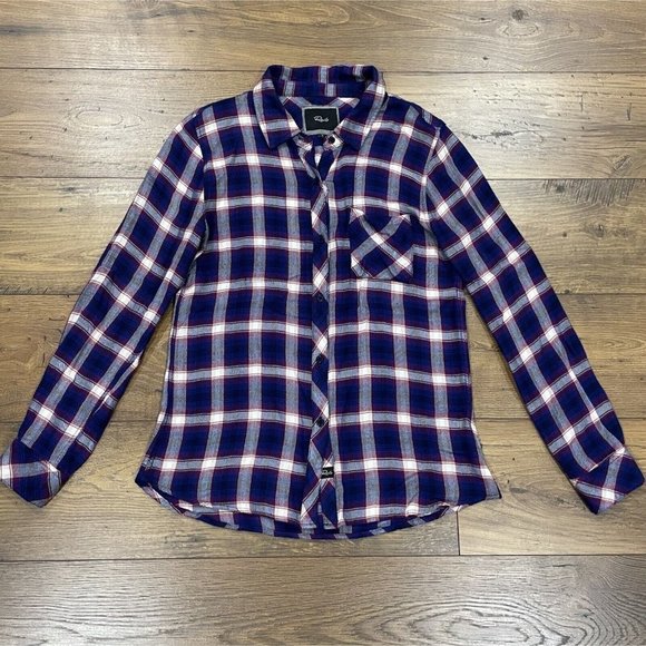Rails Shirt Womens Small Blue Red Plaid Button Front Long Sleeve Top Soft - Picture 1 of 13